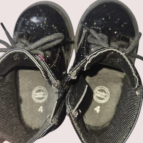 Girl's Wonder Nation Size 4 Black Patent Boots & Brown w/Pink Cowgirl Boots T18 - Picture 4 of 9